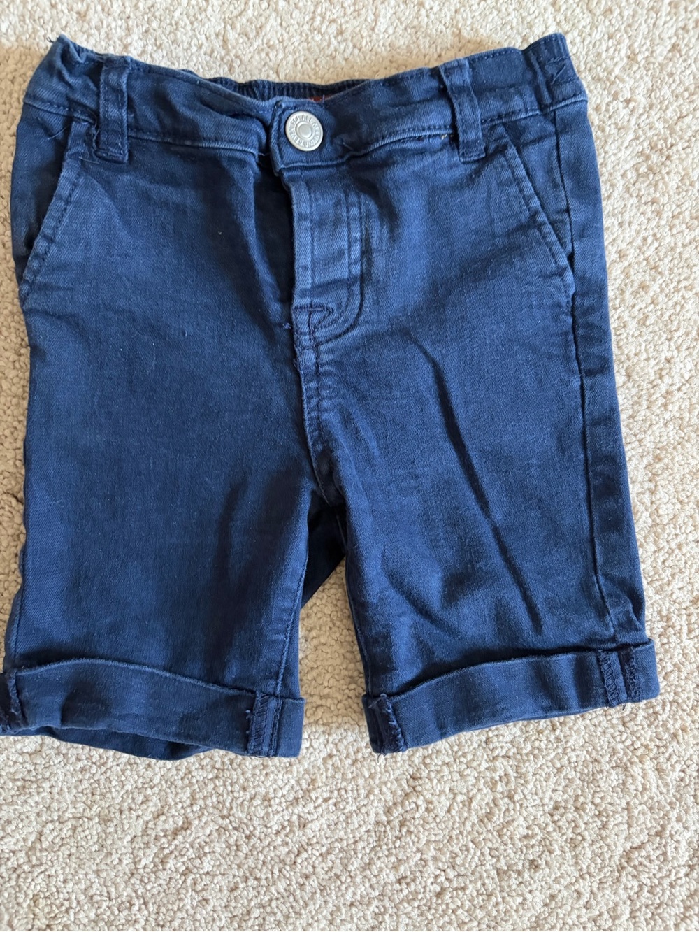 7 For All Mankind Boys Dark Navy Roll-Cuff Shorts
